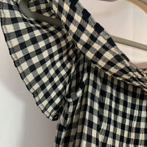 Topshop Black & White Button-Down Checkered Romper - Picture 6 of 7
